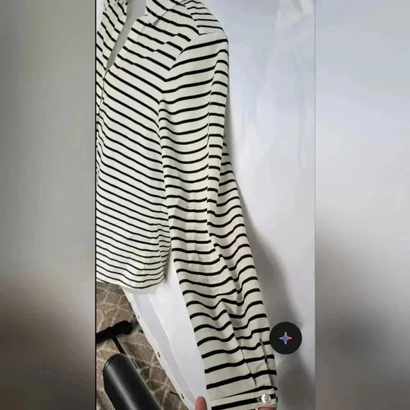 The Limited Extra Small Long Sleeve Black & White Striped Career Blouse - Picture 9 of 9